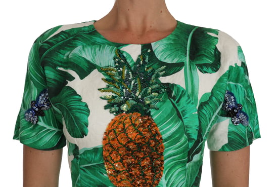 Dolce & Gabbana Women's A-Line Banana Leaf Ananas Crystal Dress - Image 3
