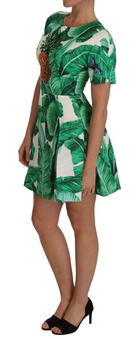 Dolce & Gabbana Women's A-Line Banana Leaf Ananas Crystal Dress - Image 4