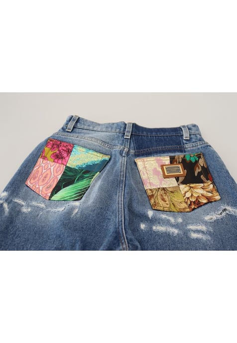 Dolce & Gabbana Damen Blaue Gewaschene Baumwollzerfledderte Jeans - Image 6