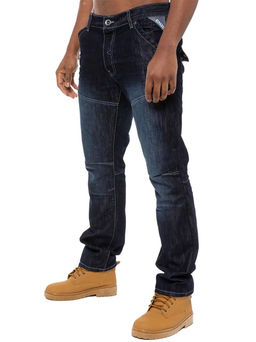 Enzo Herren Denim Jeans Straight Leg - Dunkelblau - Image 1