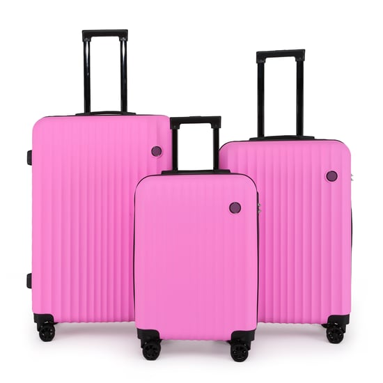 Hard Shell ABS Pink Suitcase 8 Wheel Travel Case Holiday Bags