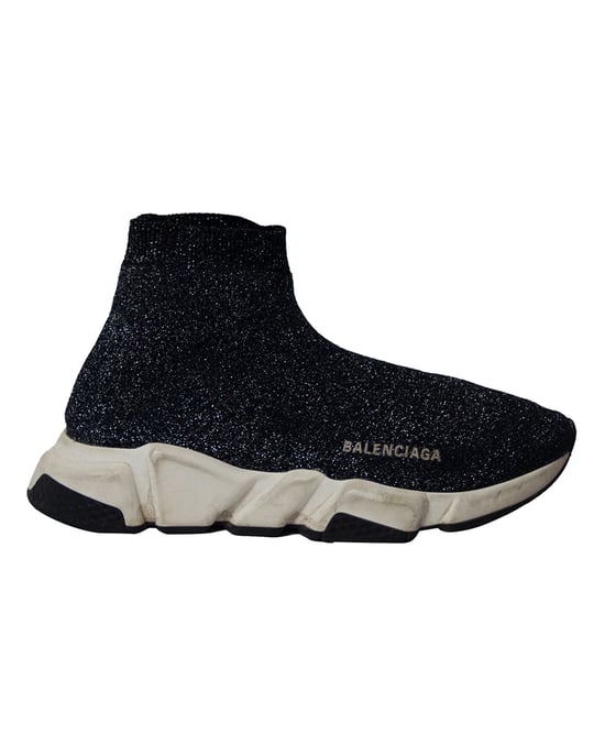 Balenciaga Glitzer Speed Sneakers aus schwarzer Viskose - Image 1