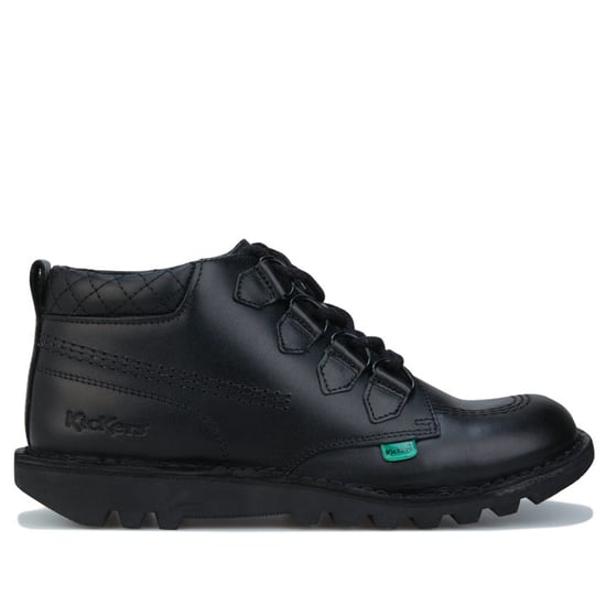 Women's Kickers Kick Mid Quilt Leather Shoes in Black