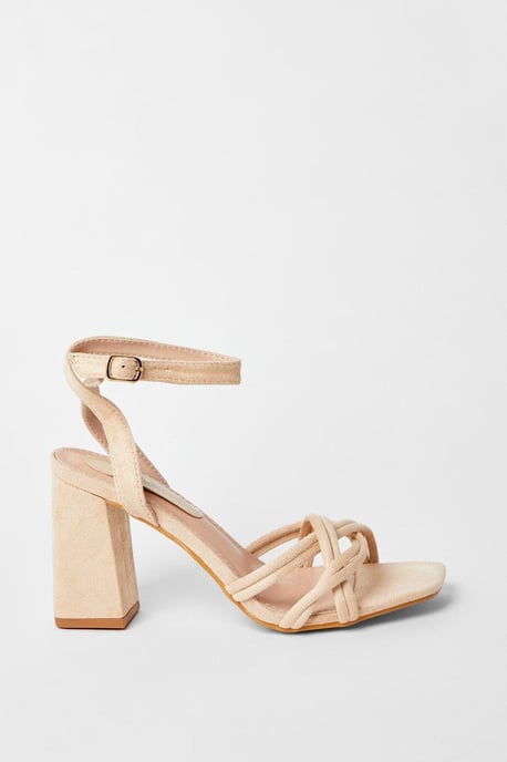 Samara Woven Spaghetti Strap High Block Heeled Sandals