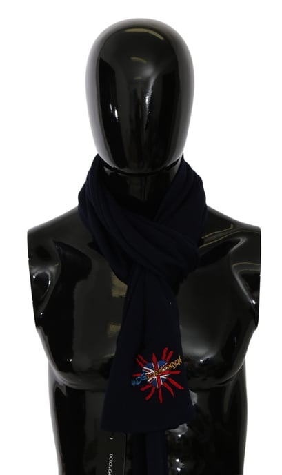 Dolce & Gabbana Men's Blue #DGLovesLondon Wrap Shawl Wool Scarf (Echarpe en laine) - Image 1