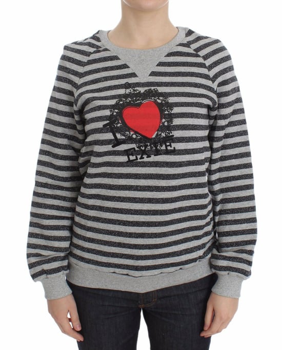 Exte - Pull en coton rayé à col ras du cou pour femme - Gris - Image 1