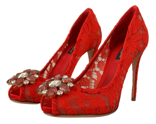 Dolce & Gabbana Rote Taormina Spitzen-Glitzer-Pumps für Damen - Image 2
