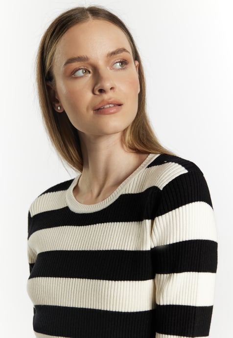 Dreimaster Strickpullover Damen wollweiß schwarz - Image 5