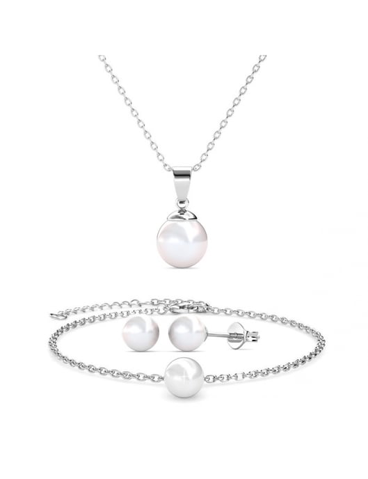 Perlmutt Trio Set - Silber und Weiß - Image 1