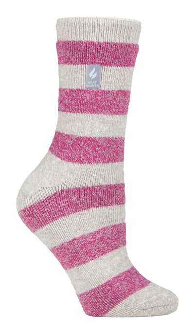 Heat Holders Lite - Isolierte Thermosocken für Damen | Mehrere Designs einschließlich Argyle Streifen Herzen Sterne | Warme Socken für den Winter - Hellgrau/Beere (Bologna) - Image 1