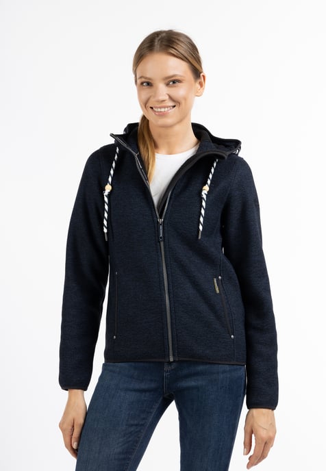 Schmuddelwedda Strickfleecejacke Damen Marine Melange - Image 2