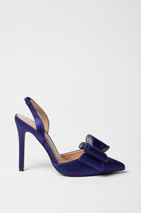 Tamara Satin Bow Sling Back Stiletto Court Shoes - Image 2