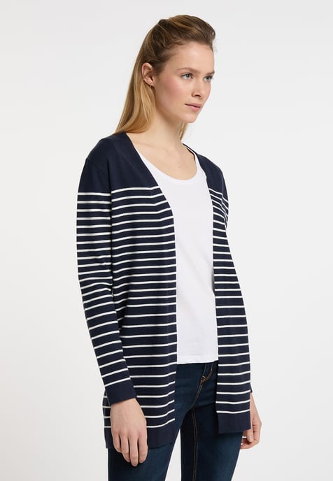 Dreimaster Cardigan Damen Marine Wollweiss - Image 2