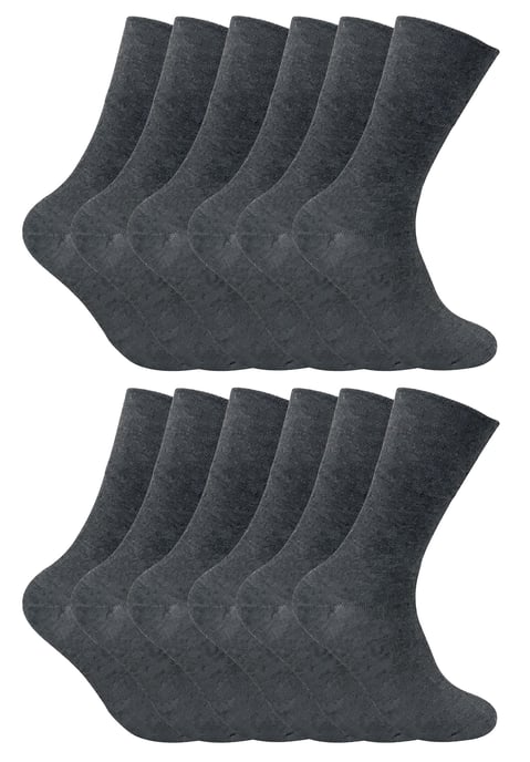 12 Paar Herren thermische diabetische Socken | Socken Snob | Nicht elastische extra breite diabetische Socken für schlechte Durchblutung - grau - Image 1