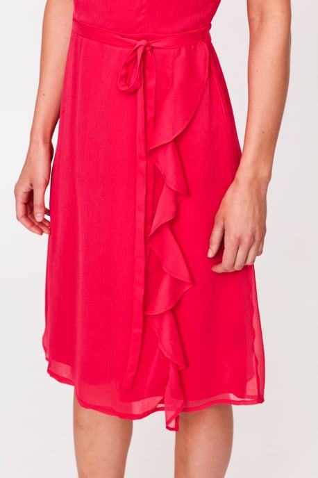 Bright Pink Ruffle Front Dress