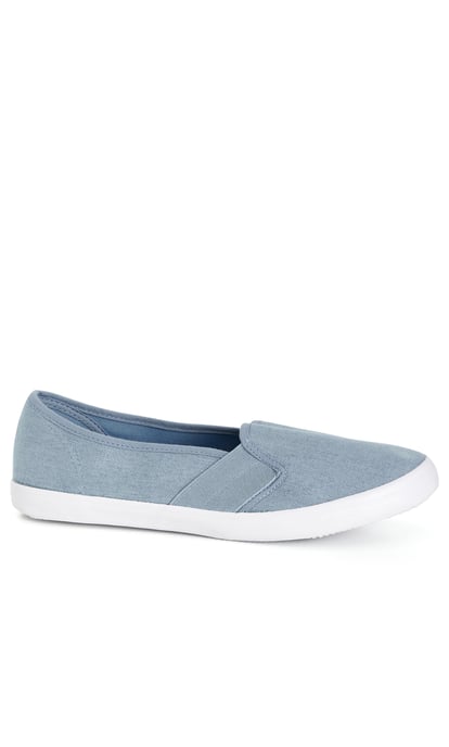EVANS Women's EXTRA WIDE FIT Denim Skater - blue