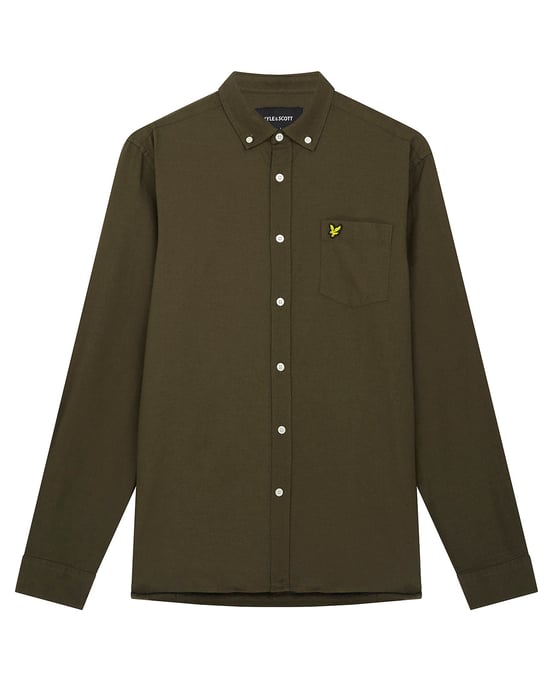 Lyle & Scott Regular Fit Leichtes Oxford-Hemd in Olive - Image 5