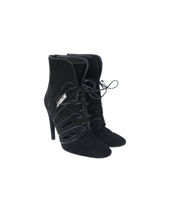 Bottega Veneta Cutout Schnürstiefeletten aus schwarzem Wildleder - Image 3