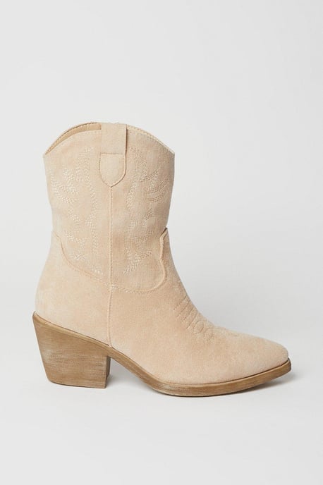 Karmi Stitch Detail Western Cowboy Ankle Boots