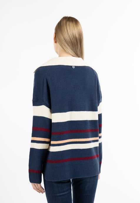 Dreimaster Strickpullover Damen Marine Mehrfarbig - Image 4