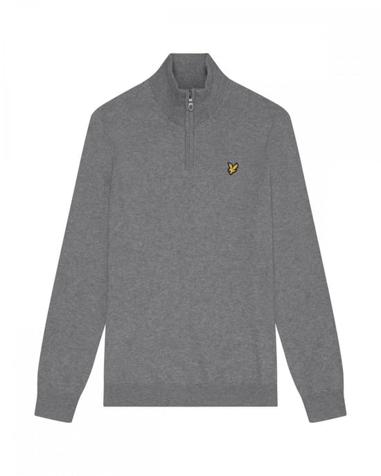 Lyle & Scott � Pullover aus Baumwollmerinowolle mit 1/4-Rei�verschluss, Grau - Image 1