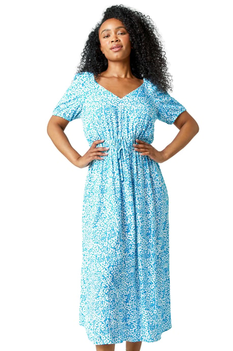 Petite Ditsy Floral Stretch Midi Dress - Image 1