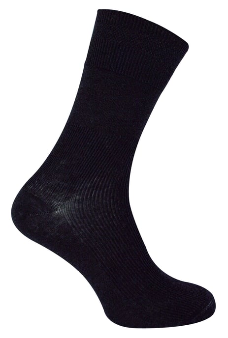 Herren Wolle Diabetiker Socken in Schwarz | Dr.Socks | Extra breite gerippte nahtlose Merino-Wolle Socken - Schwarz - Image 1