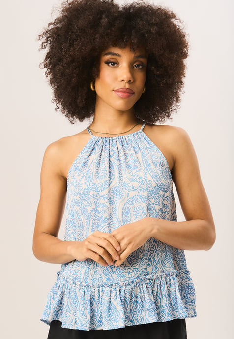 Halter Neck Peplum Top
