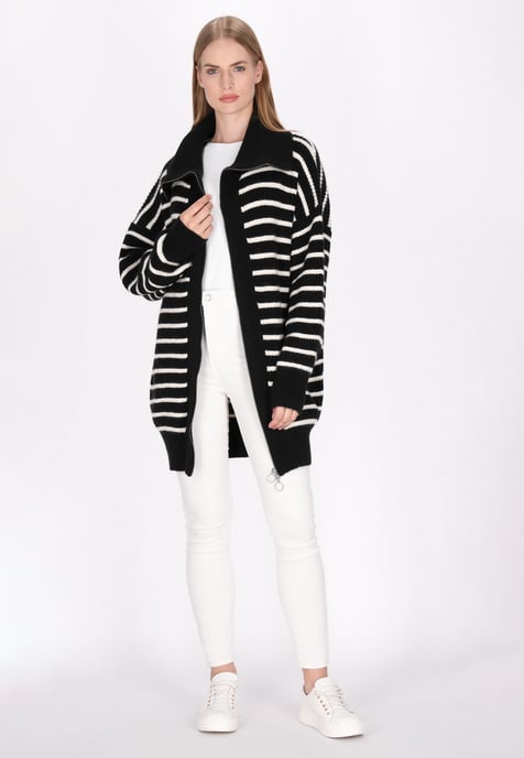 Dreimaster Cardigan Damen Schwarz Wollweiss - Image 2