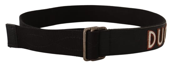Costume National Women's Black Cotton Ducati Metal Buckle Belt