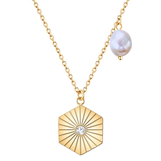 Necklace stainless steel yellow gold freshwater cultured pearl white preciosa white Valero Pearls - Image 1