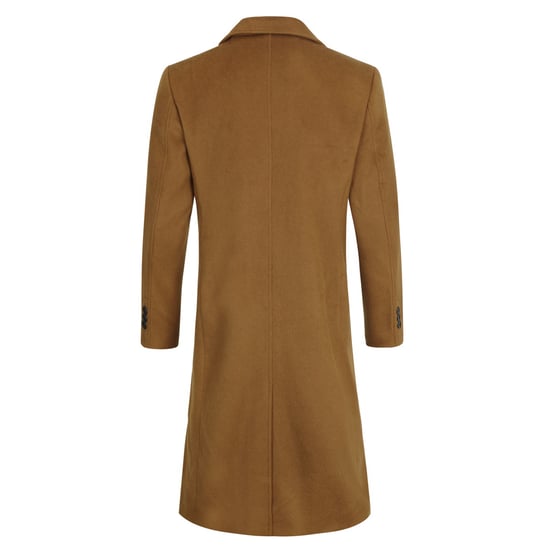 Herren Wintermantel aus Wolle mit Stehkragen und schmaler Passform, knielang, Khaki - Image 3