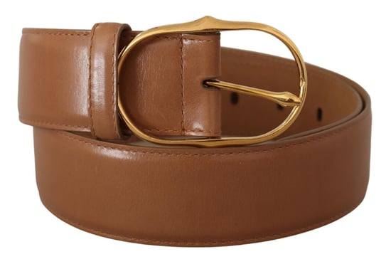 Dolce & Gabbana Women's Brown Leather Gold Metal Oval Buckle Belt