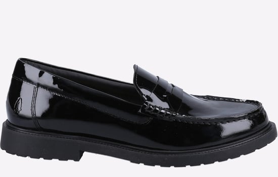 Hush Puppies Verity Slip On Leder-Damen-Patent-Loafer In Schwarz - Image 1