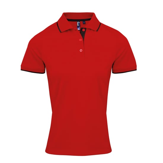 Premier Womens/Ladies Contrast Coolchecker Polo Shirt (Rot/Schwarz) - Image 1