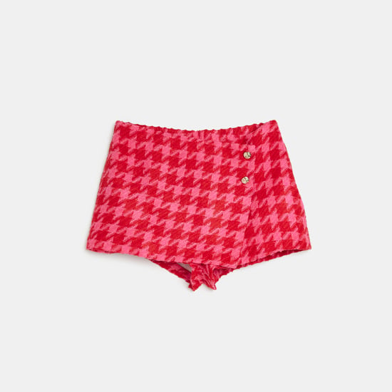 River Island Womens Wrap Skort Plus Pink Boucle Dogtooth