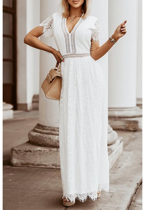 Damen „Fill Your Heart“ Maxikleid aus Spitze in Weiß - Image 1