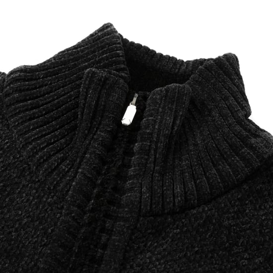 Herren-Cardigan mit Rei?verschluss, Stehkragen und gefuttertem Grobstrickpullover Schwarz - Image 5