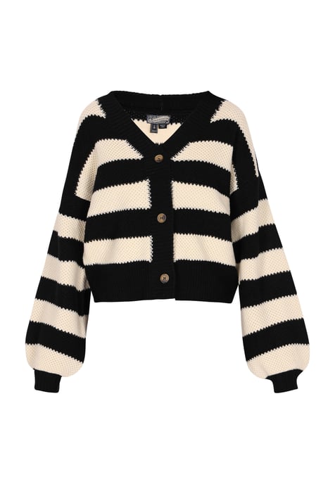 Dreimaster Cardigan Damen Schwarz Creme Streifen - Image 1