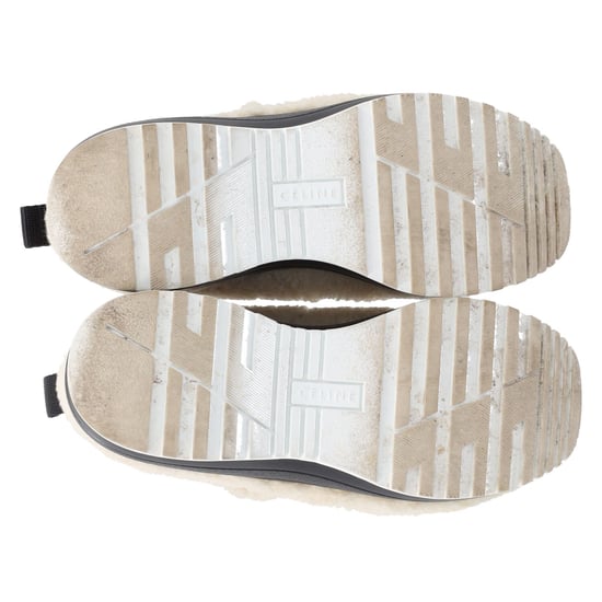 Celine Lieferung Lammfell Plattform Sneakers in cremiger Wolle - Image 5