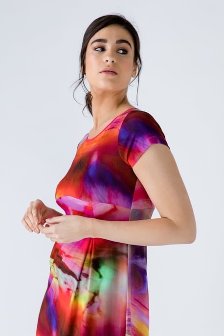 Pleat Detail Print Dress