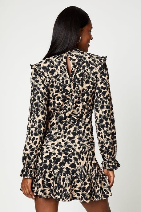 Leopard Frill Hem Mini Dress