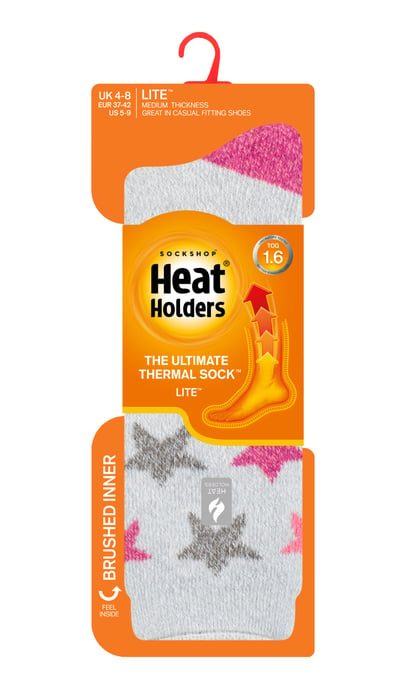 Heat Holders Lite - Womens isoliert thermische Socken | Mehrere Designs einschließlich Argyle Streifen Herzen Sterne | Warme Socken für den Winter - Silver Grey (Nice) - Image 2