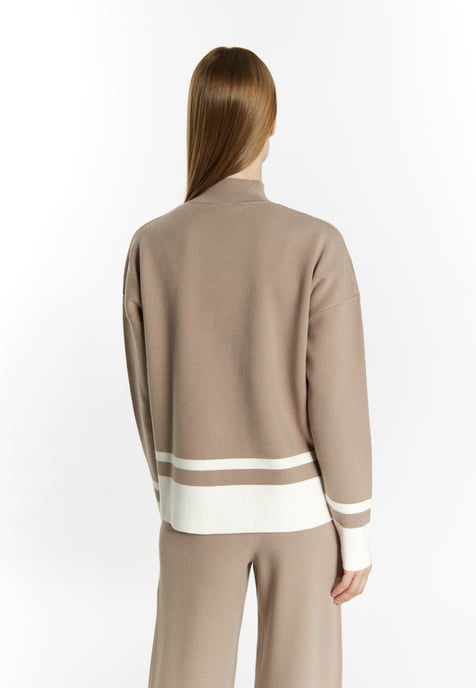 Dreimaster Strickpullover Damen Schlamm Wollweiss - Image 4