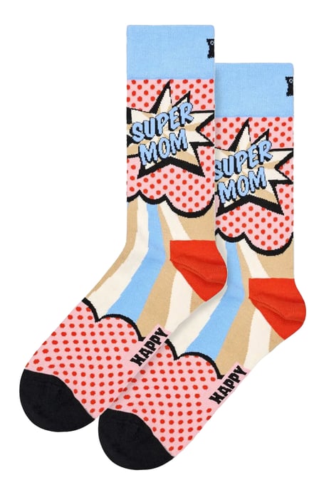 Beste Mama Socken | Happy Socks | Neuheiten Super Mama Socken | Geschenke für Mama - Rot - Image 1