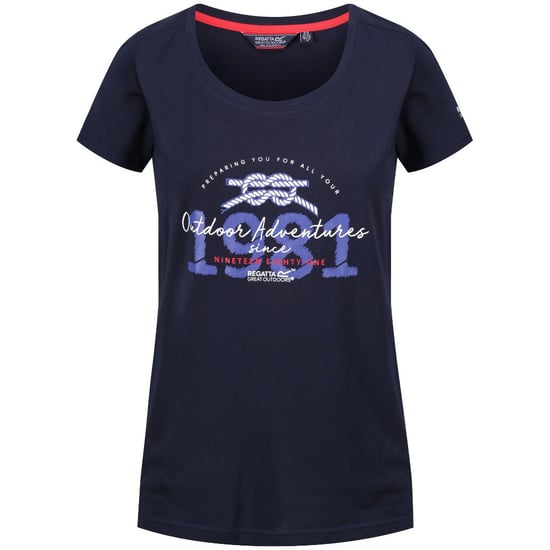 Regatta Damen T-Shirt Filandra III mit Grafikdruck (Marineblau) - Image 1