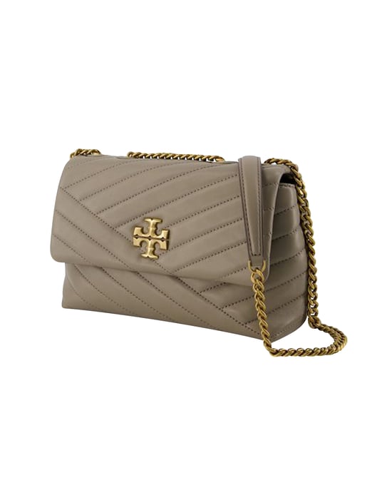 Kira Chevron Small Bag - Tory Burch - Leather - Grey