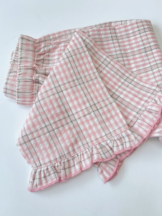Girls' Pink Check Cotton Traditional Summer Pajamas!