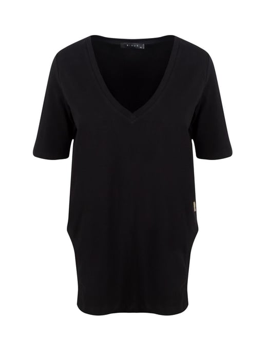 V Neck Front Back Long Basic T-Shirt
