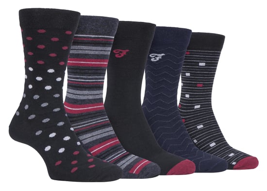 Farah - 5er-Pack Herren dünne atmungsaktive klassische Polka Dot gemusterte weiche Top Baumwolle Kleid Socken - FCS273BLKBER (Polka Dot) - Image 1